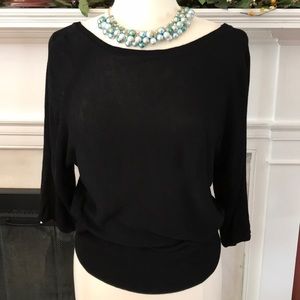 WHBM Black Sweater w/ V-neck button down back